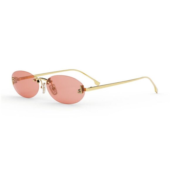 NEW FENDI SUNGLASSES FE4075US 28Z WOMEN OVAL GOLD PINK EYEWEAR - Picture 1 of 4